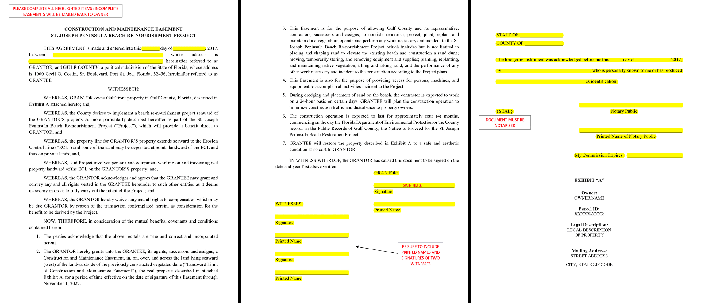 Example Construction Easement